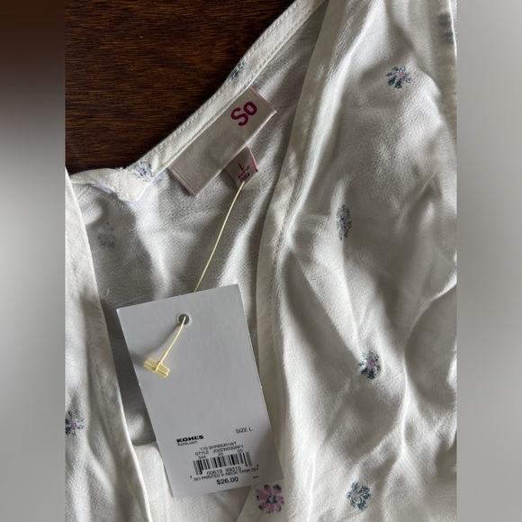 NWT SO White Floral Tank Top Size L - Picture 2 of 3